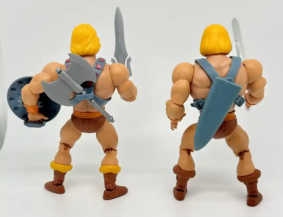 Mattel Creations MOTU Origins He-Man 40th Anniversary 4-Pack Filmation He Man comparison retail release back