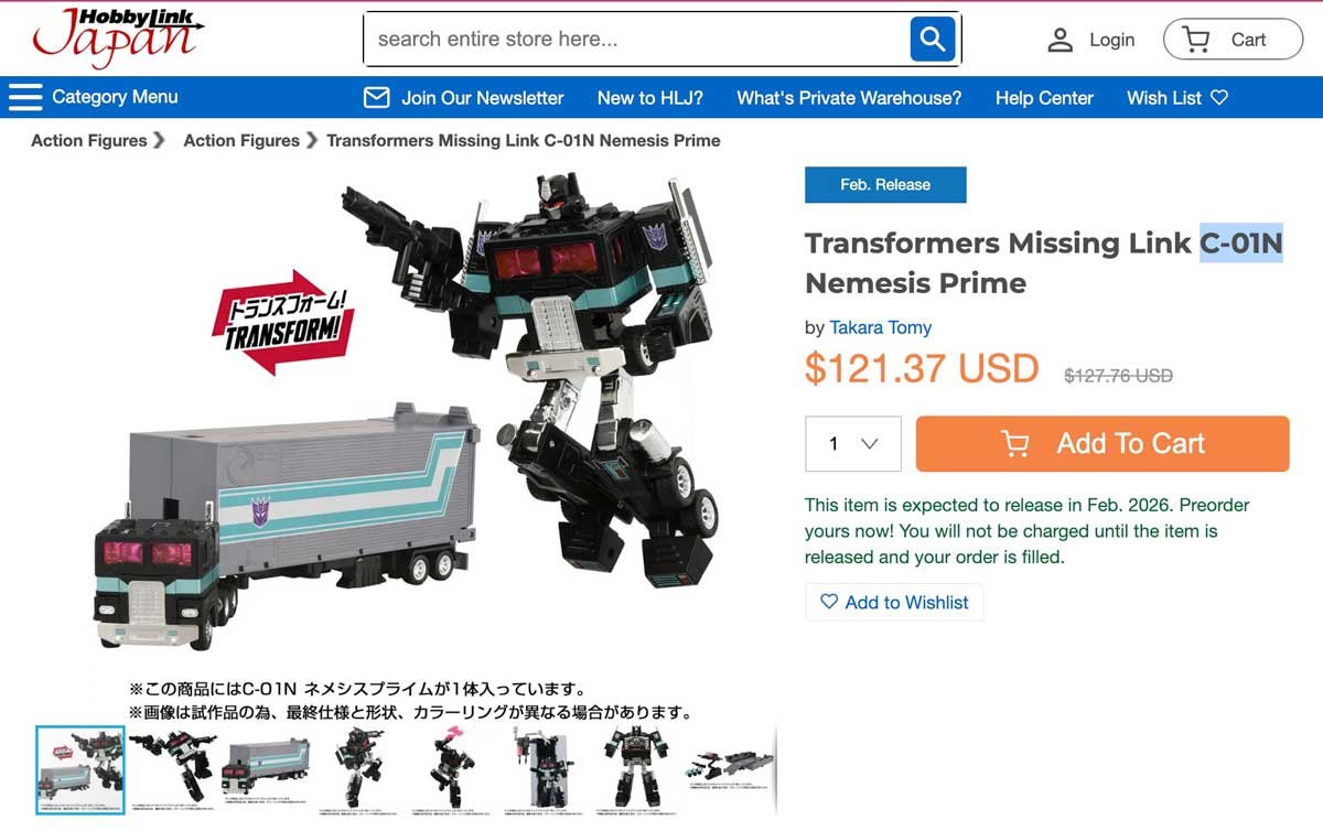 Nemesis-Prime-Transformers-Missing-Link-Hobby-Link-Japan-Preorder