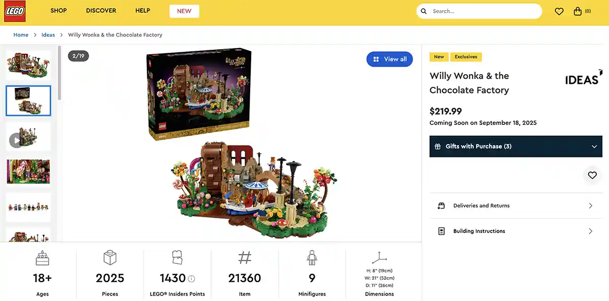 Willy Wonka & the Chocolate Factory Lego Set Preorder