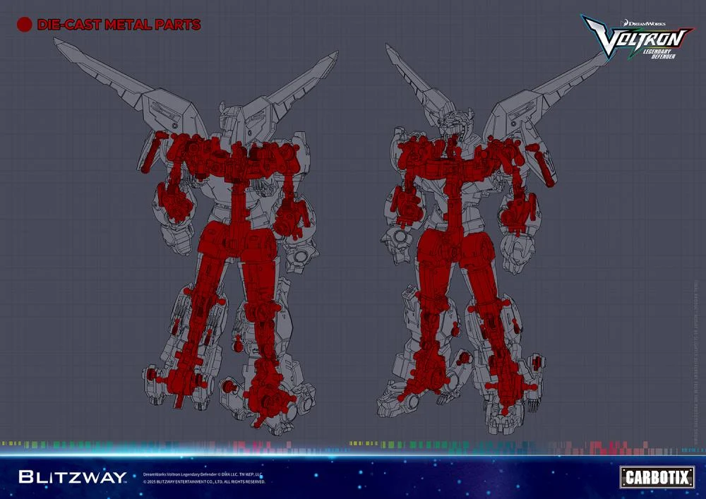 Voltron Legendary Defender Carbotix 10th Anniversary Voltron Diecast Metal Parts