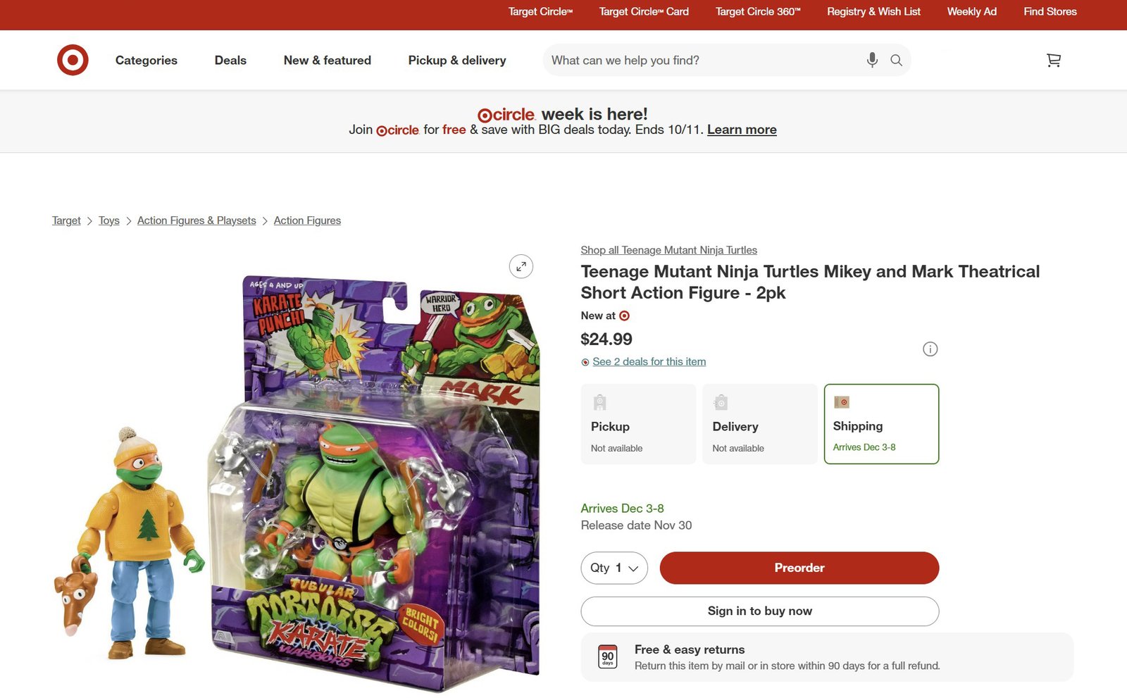 Teenage Mutant Ninja Turtles Mikey and Mark Theatrical Short Action Figure - 2pk target