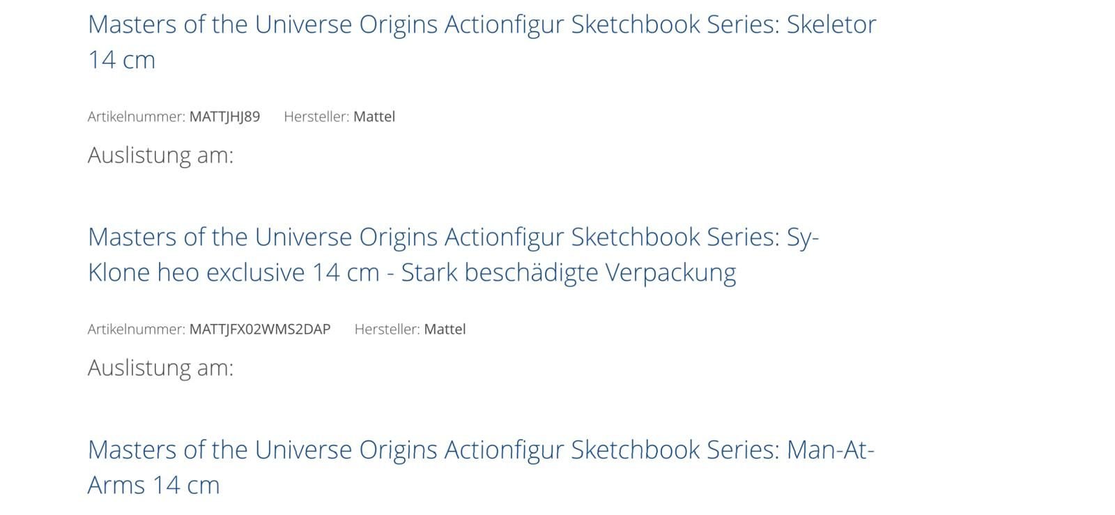 MOTU Origins Sketchbook Series Man-At-Arms and Skeletor HEO Listings