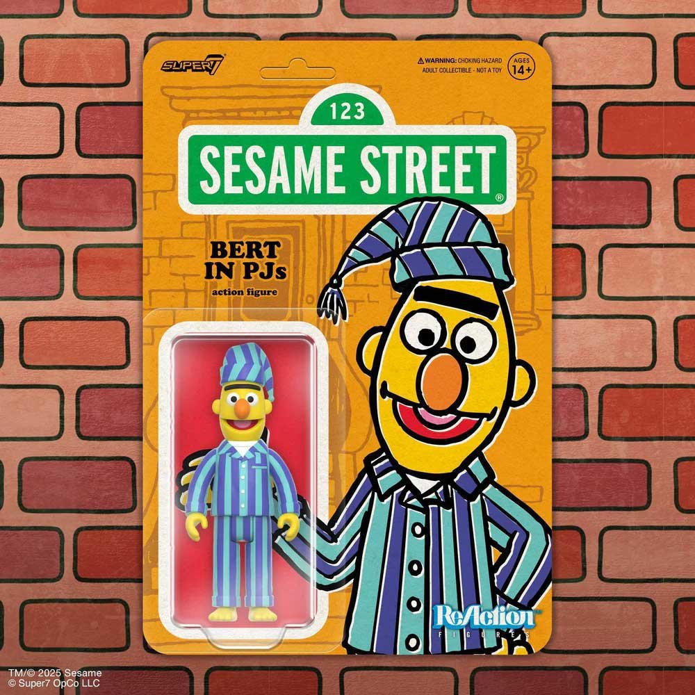Sesame Street Super7 ReAction Wave Bert in PJs cardback graphic