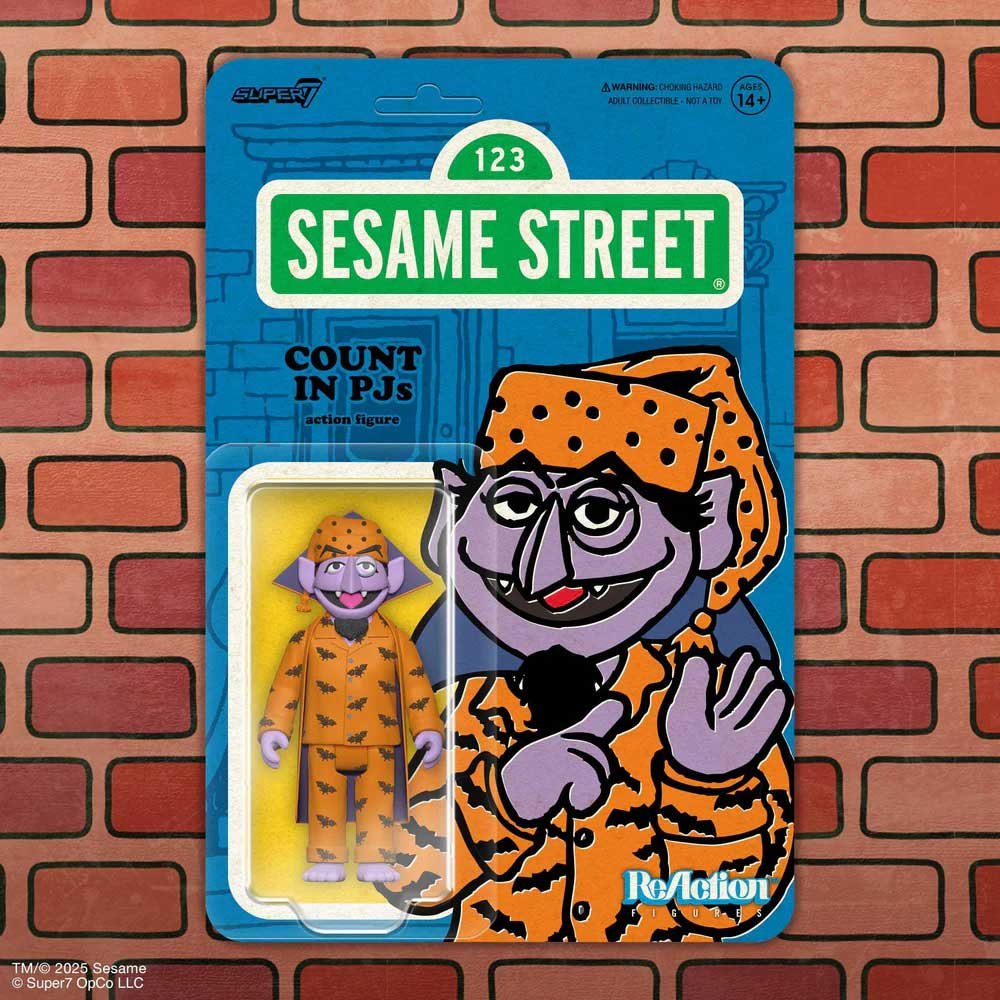 Sesame Street Super7 ReAction Wave Count in PJs cardback graphic