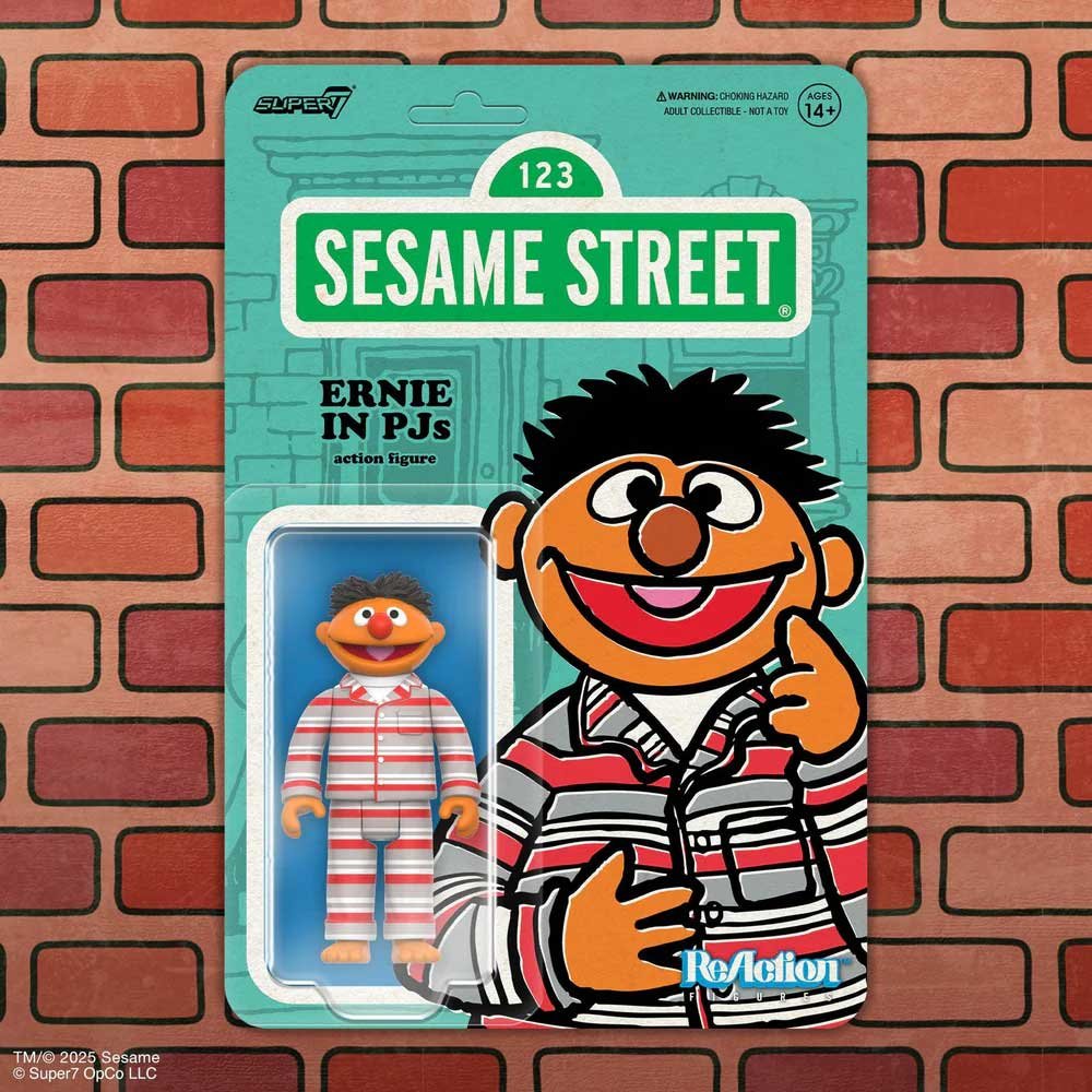 Sesame Street Super7 ReAction Wave Ernie in PJs cardback graphic