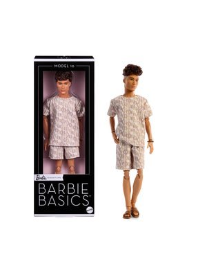 Barbie Basics Collectible Ken Doll, Model 10 with Brunette Hair in Shirt & Shorts with Matching Print