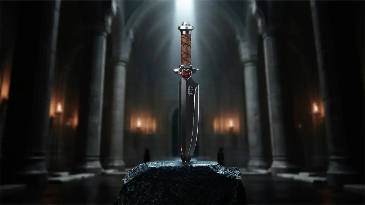 StudioForge Blade of Eternia limited-edition collector's chef's knife on Castle Grayskull display stand