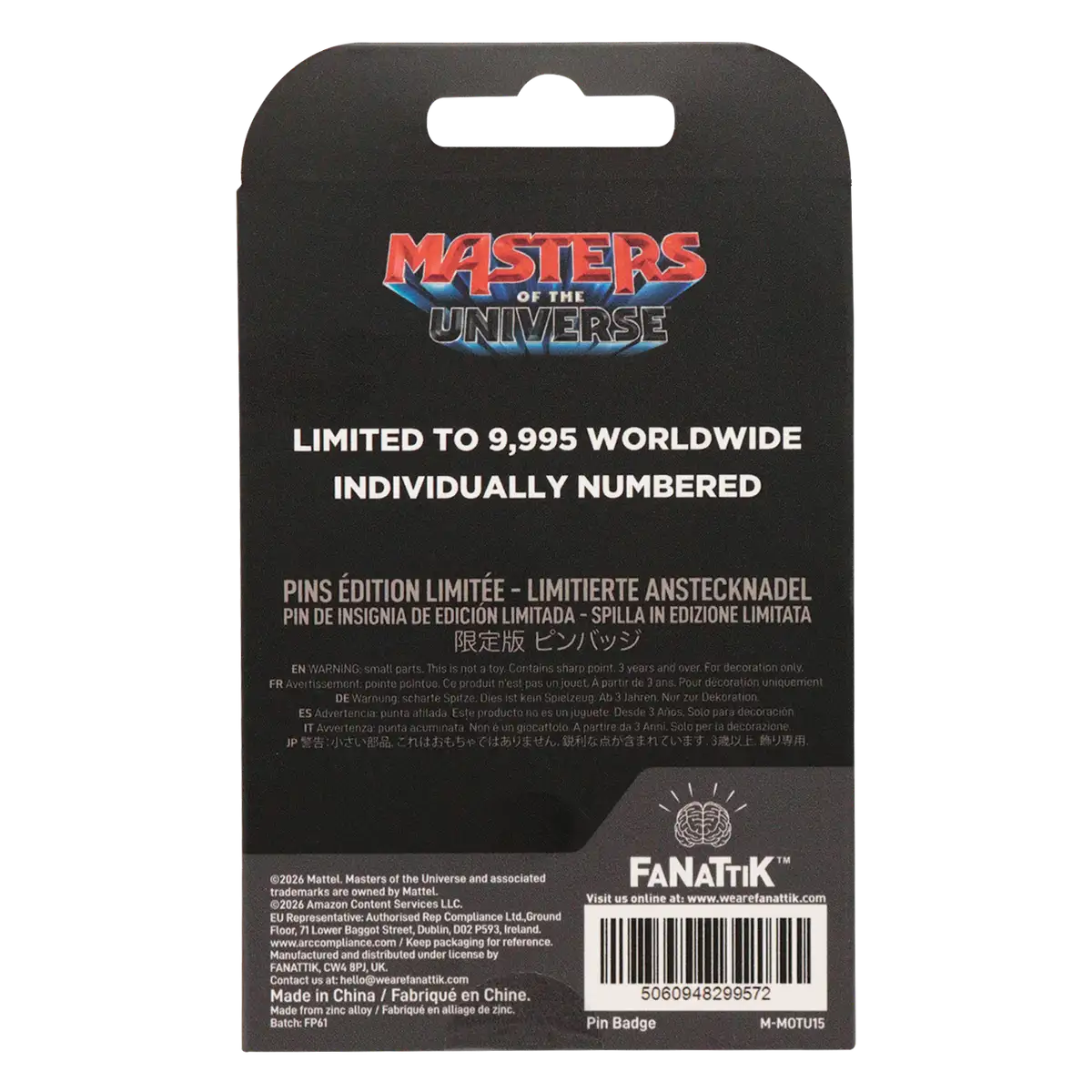 Fanattik Skeletor keyring collector packaging back