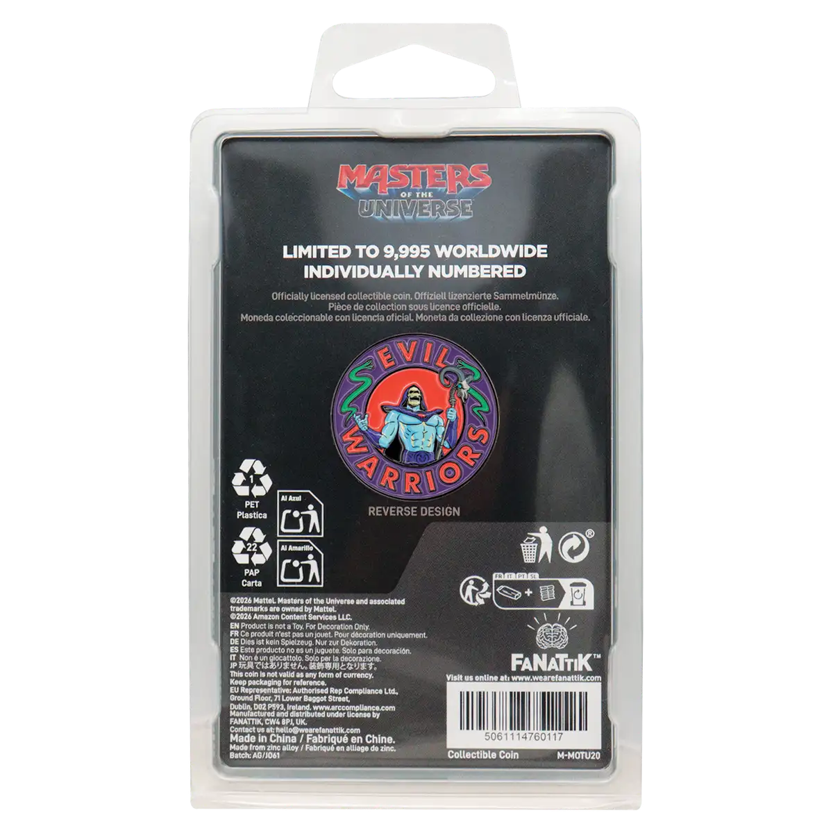 Fanattik Collectible Coin collector packaging back with limited edition details