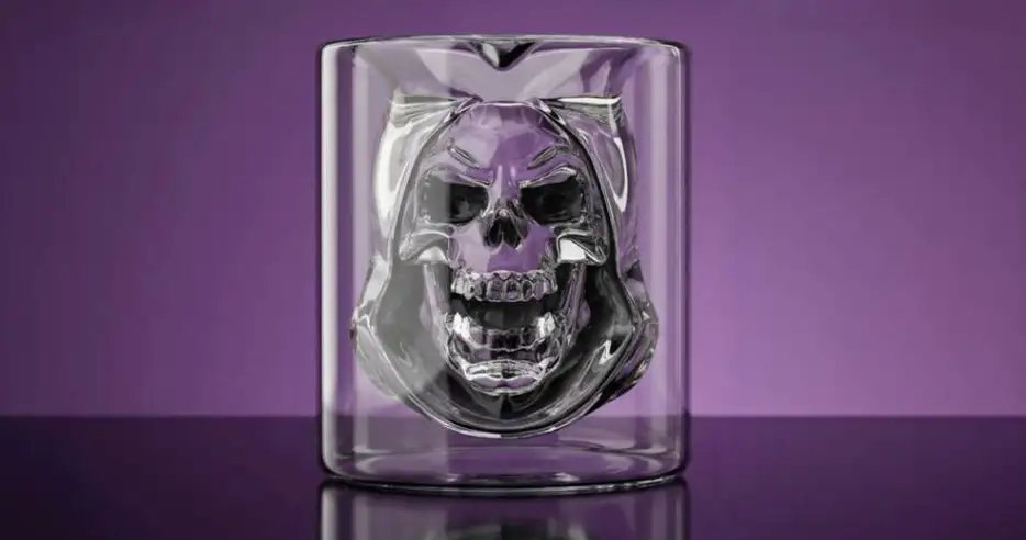 Masters of the Universe Skeletor 3D Glassware from Dragon Glassware set of two double-walled glasses