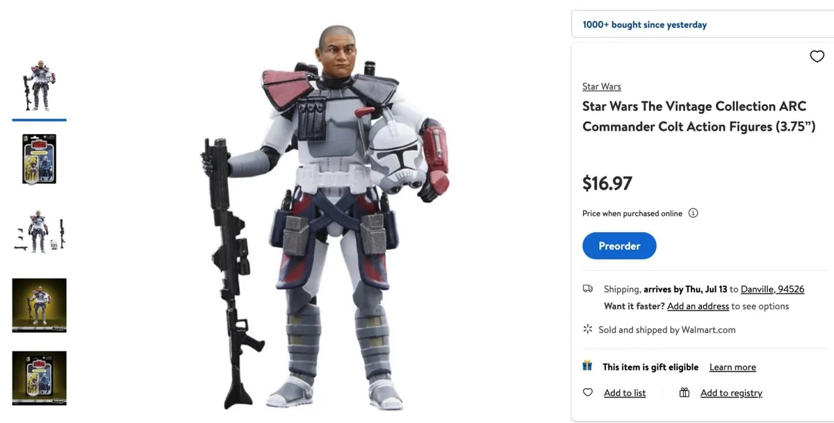 Arc Commander Colt Star Wars The Vintage Collection Clone Wars 2022 Walmart Preorder