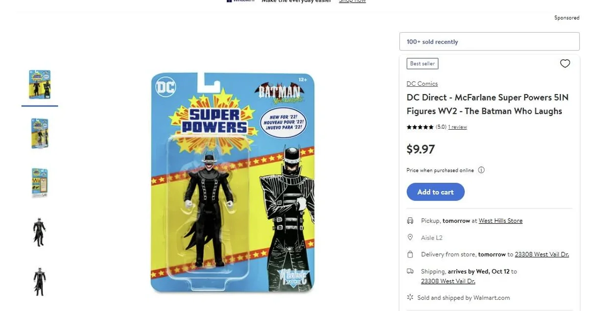 Batman Who Laughs Super Powers Walmart listing
