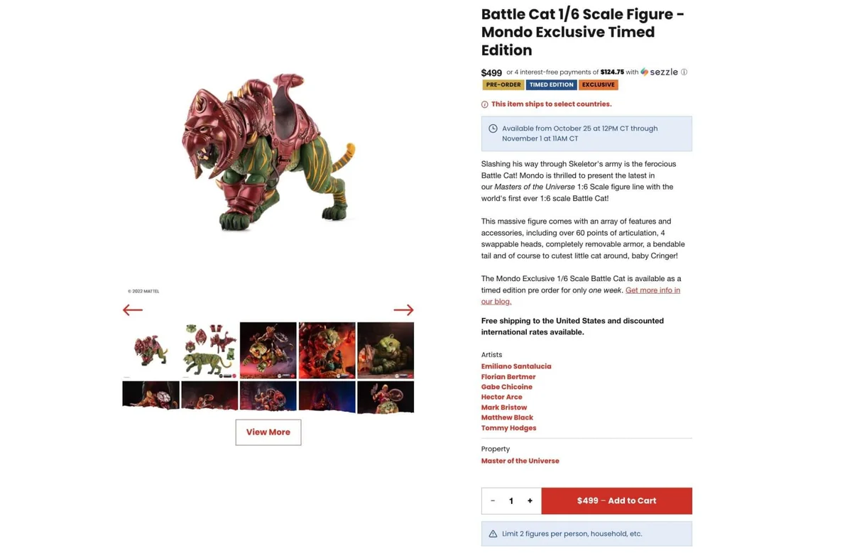 Battle Cat Mondo 1:6 Scale Figure - Mondo Exclusive Timed Edition