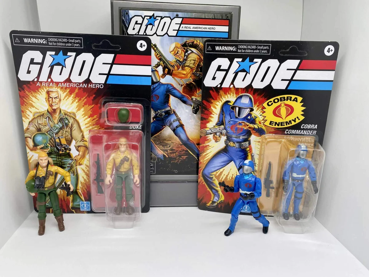 GI Joe Cobra Commander & Duke Retro O-Ring 2 Pack outter package & figures