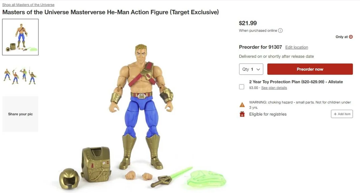 Galactic Protector He-Man Masterverse Target page