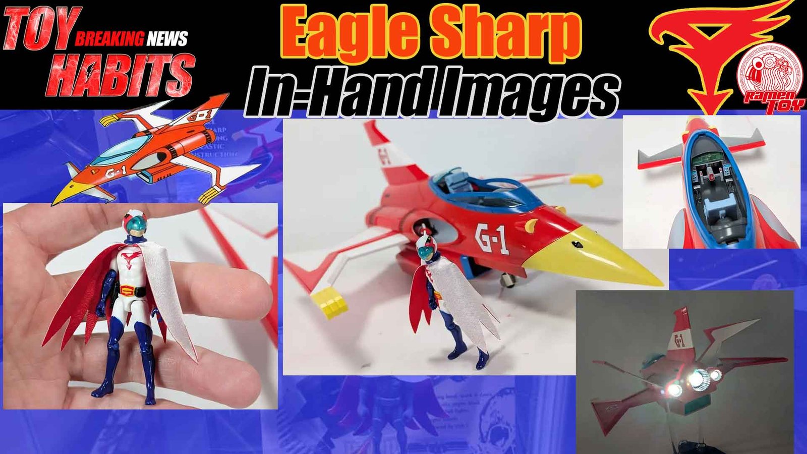 Gatchaman II G-1 Eagle Sharp with Ken the Eagle In-Hand Images
