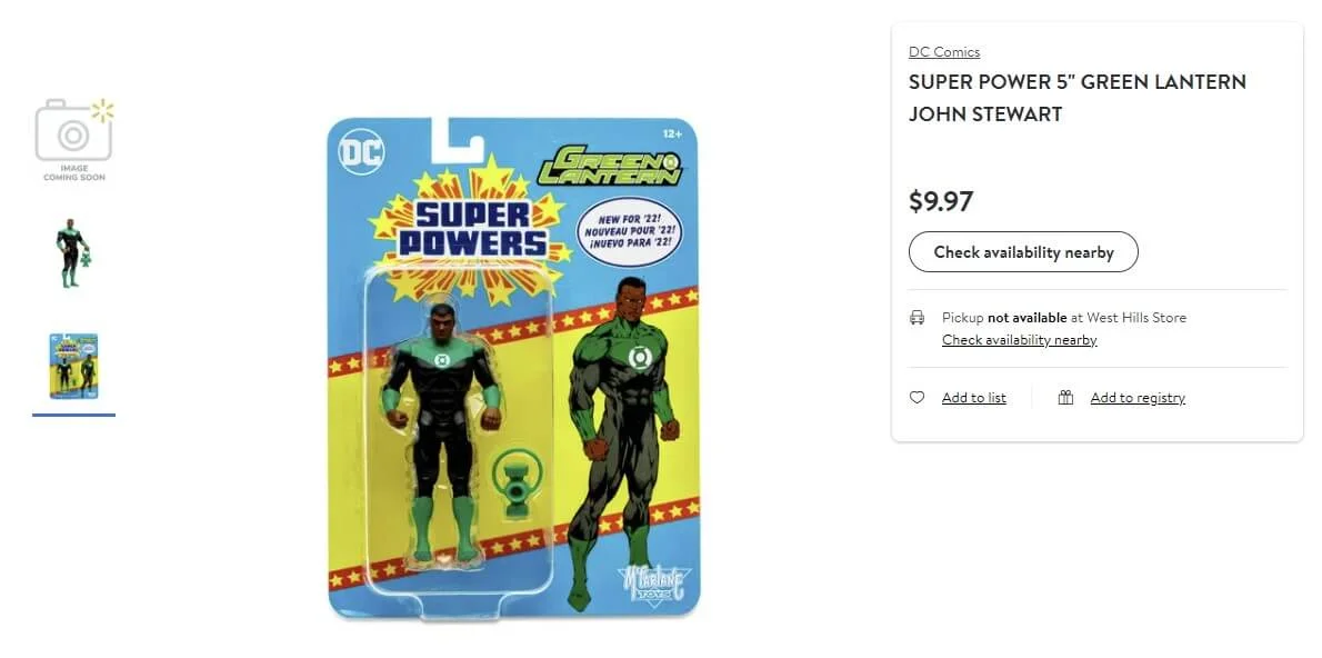 Green Lantern Super Powers Walmart listing