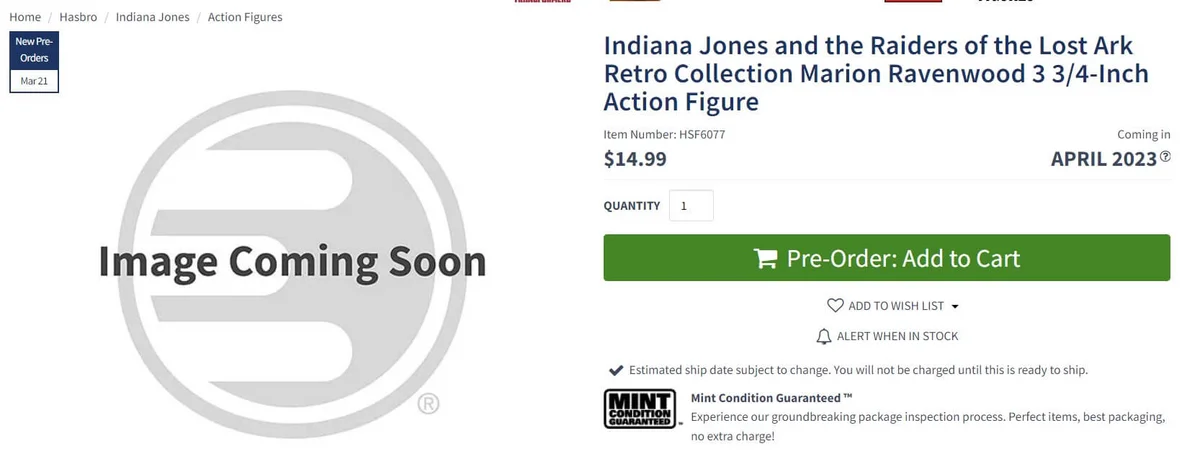 Indiana Jones Marion Ravenwood EE Listing