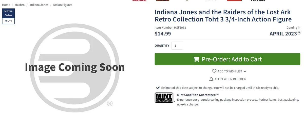 Indiana Jones Toht EE Listing