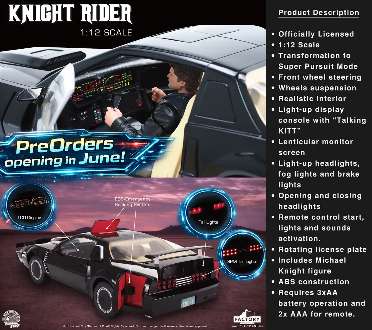 Knight Rider Twelfth Scale SPM KITT with Michael Knight by Ramen Toy 12
