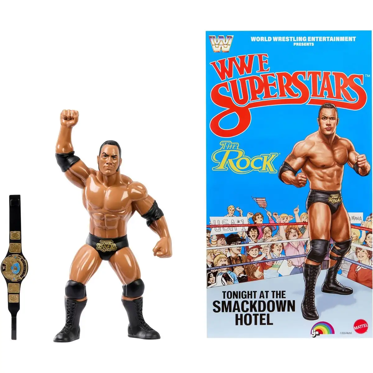 LJN WWE Superstars The Rock Action Figure, 1980s Retro 8  Collectible Toy 01