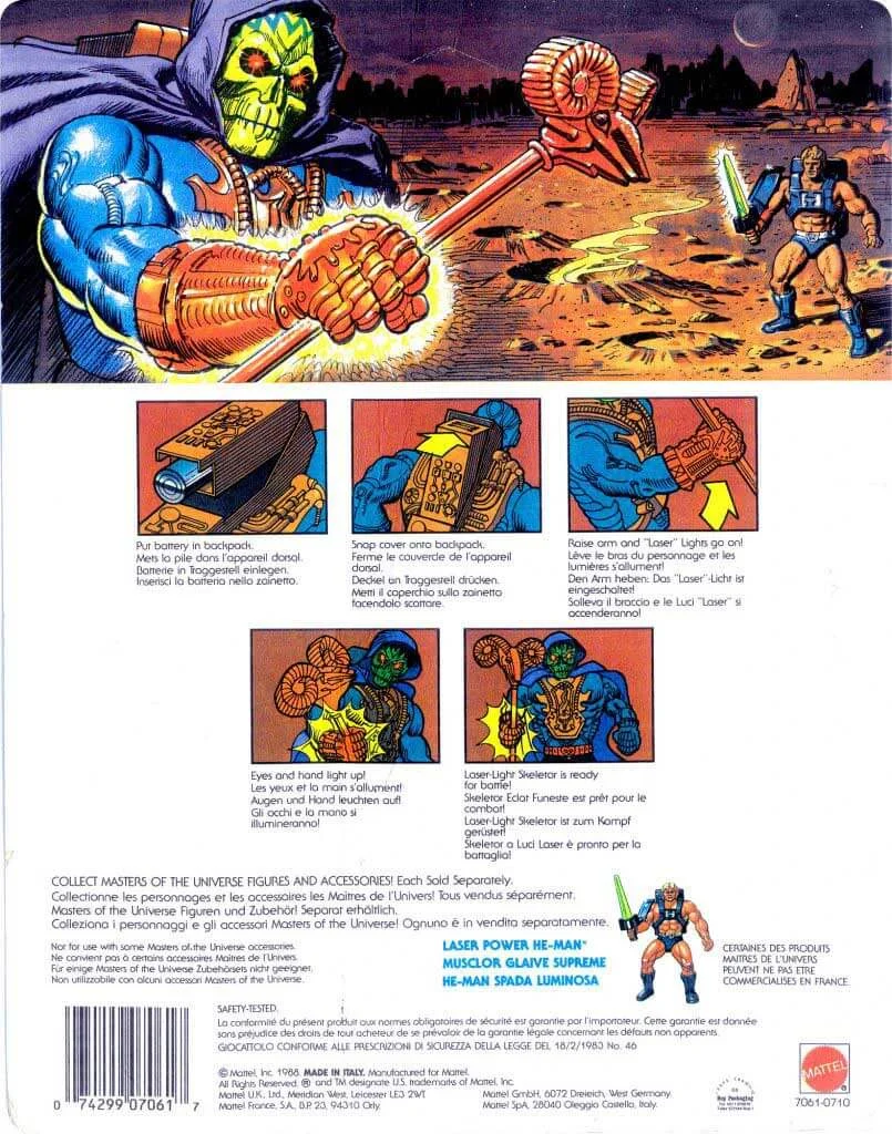 Laser Light Skeletor Vinatge on Card back