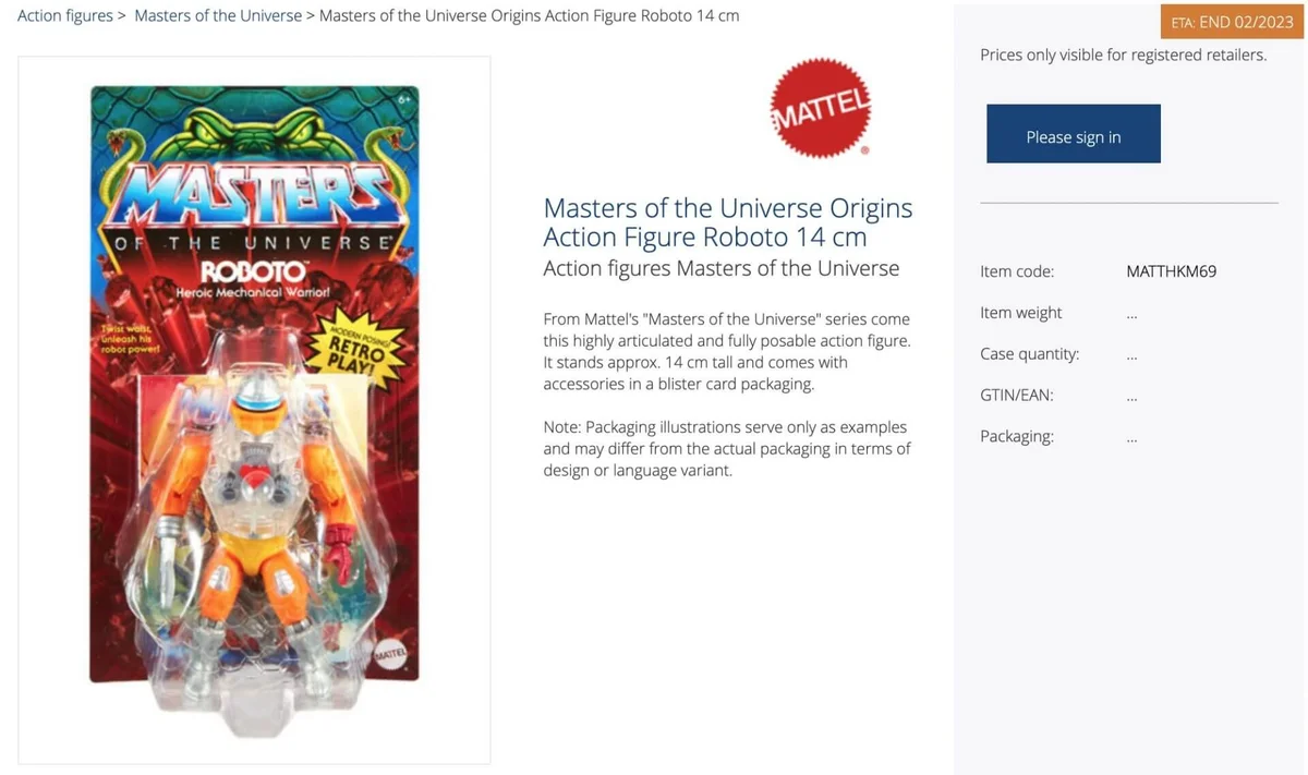 Mini Comic Roboto MOTU Origins Heo Product Page
