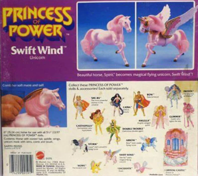 She-Ra Princess of Power Swiftwind vintage box rear