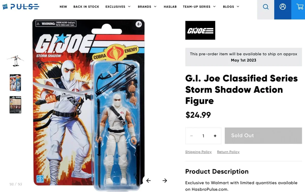 Storm Shadow GI Joe Classified Series Retro Cardback Hasbro Pulse Preorder