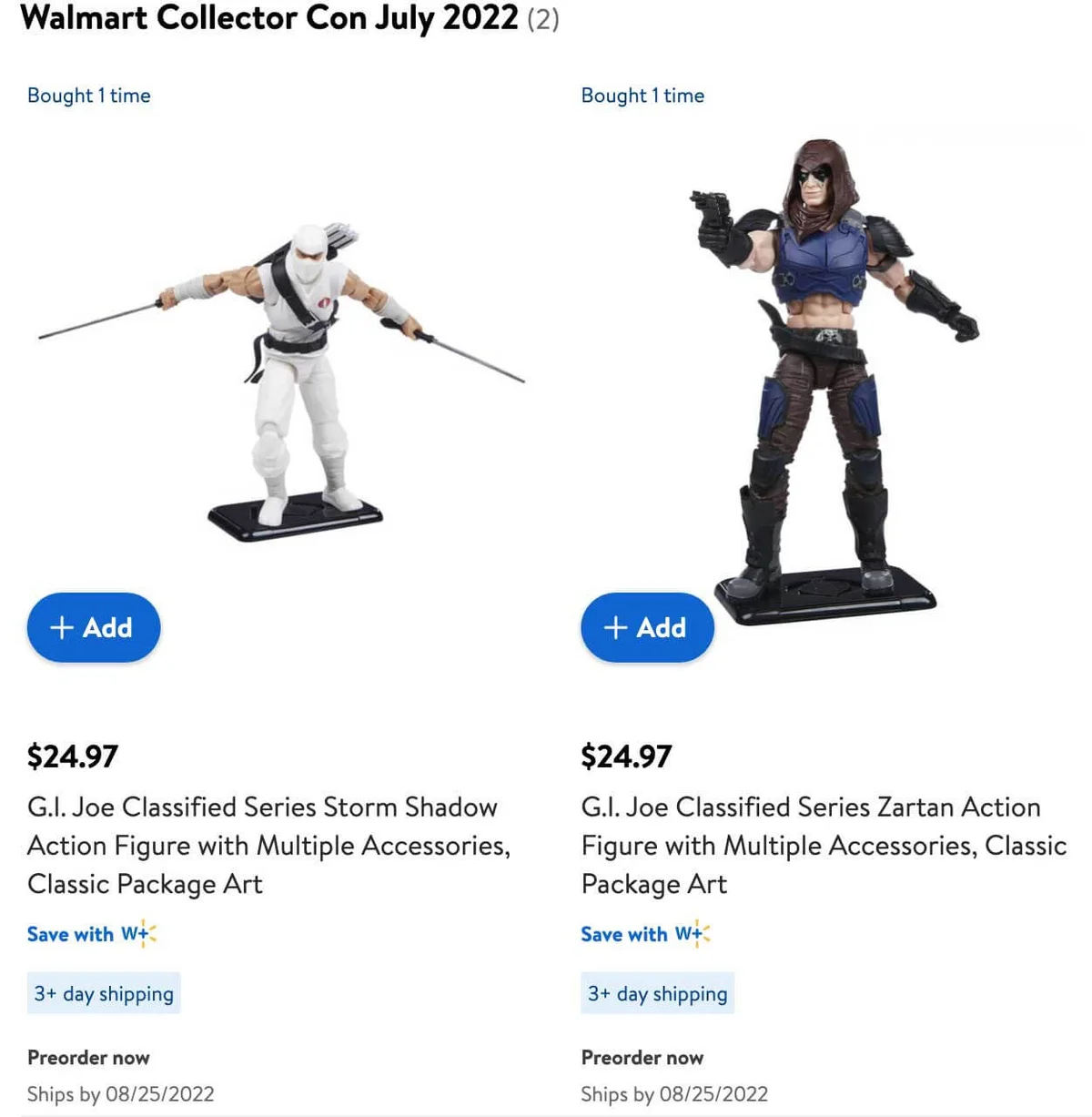 Storm Shadow Zartan Walmart Collector Con Preorders