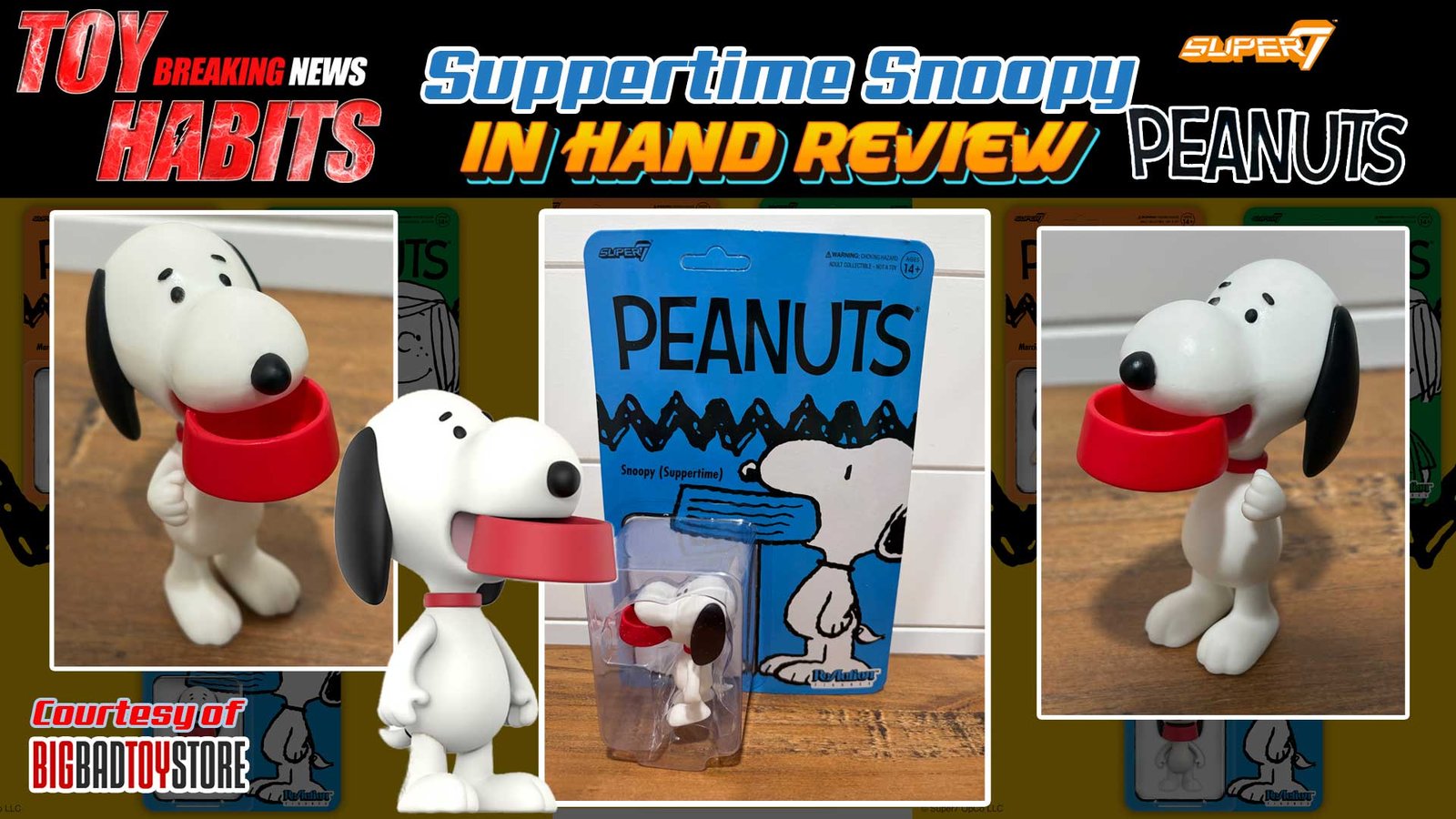 Super7 ReAction Peanuts ReAction Snoopy (Suppertime) In Hand Review