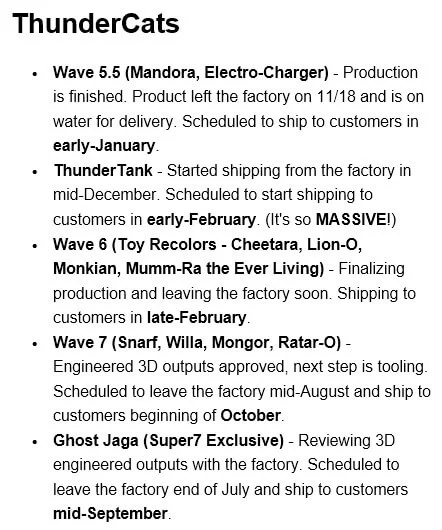 ThunderCats Ultimates updates