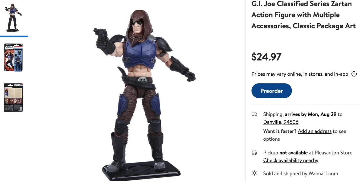Zartan GI Joe Classified Series Retro Cardback Walmart Preorder
