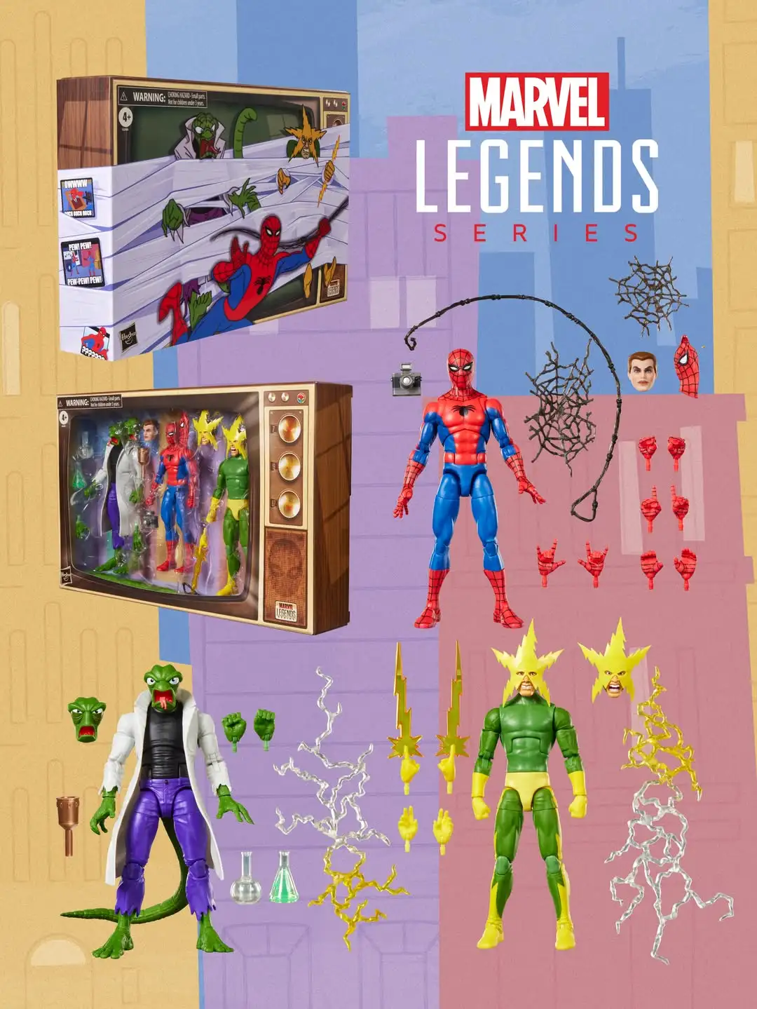 Marvel Legends Spider Man 60’s Animated Cartoon 3 Pack SDCC 2026 Exclusive 1