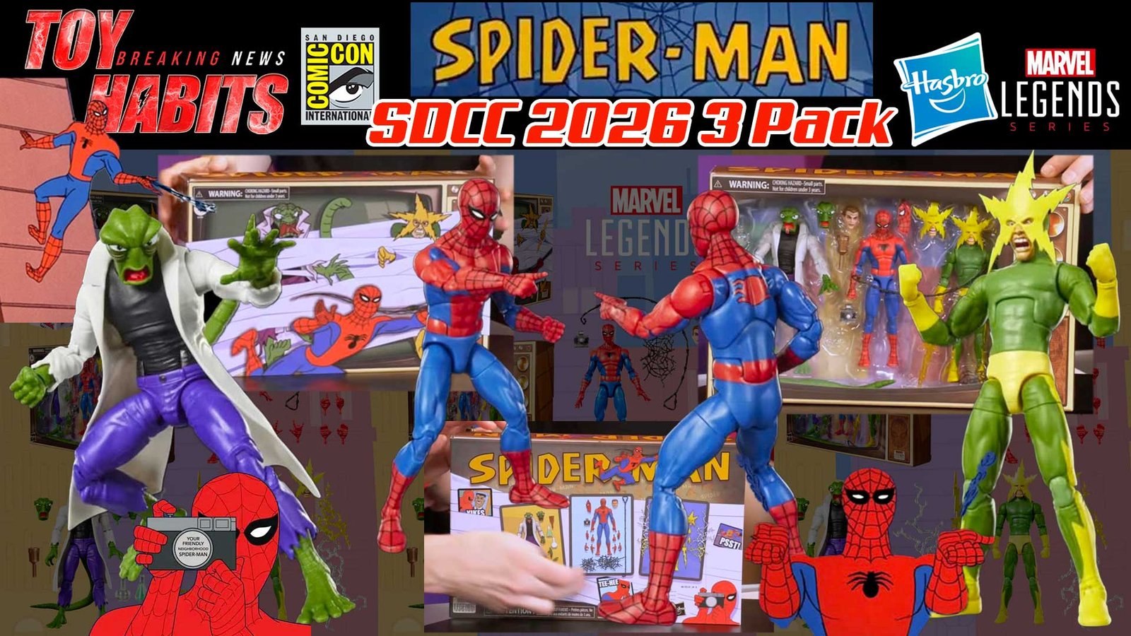 Marvel-Legends-Spider-Man-60’s-Animated-Cartoon-3-Pack-SDCC-2026-Exclusive