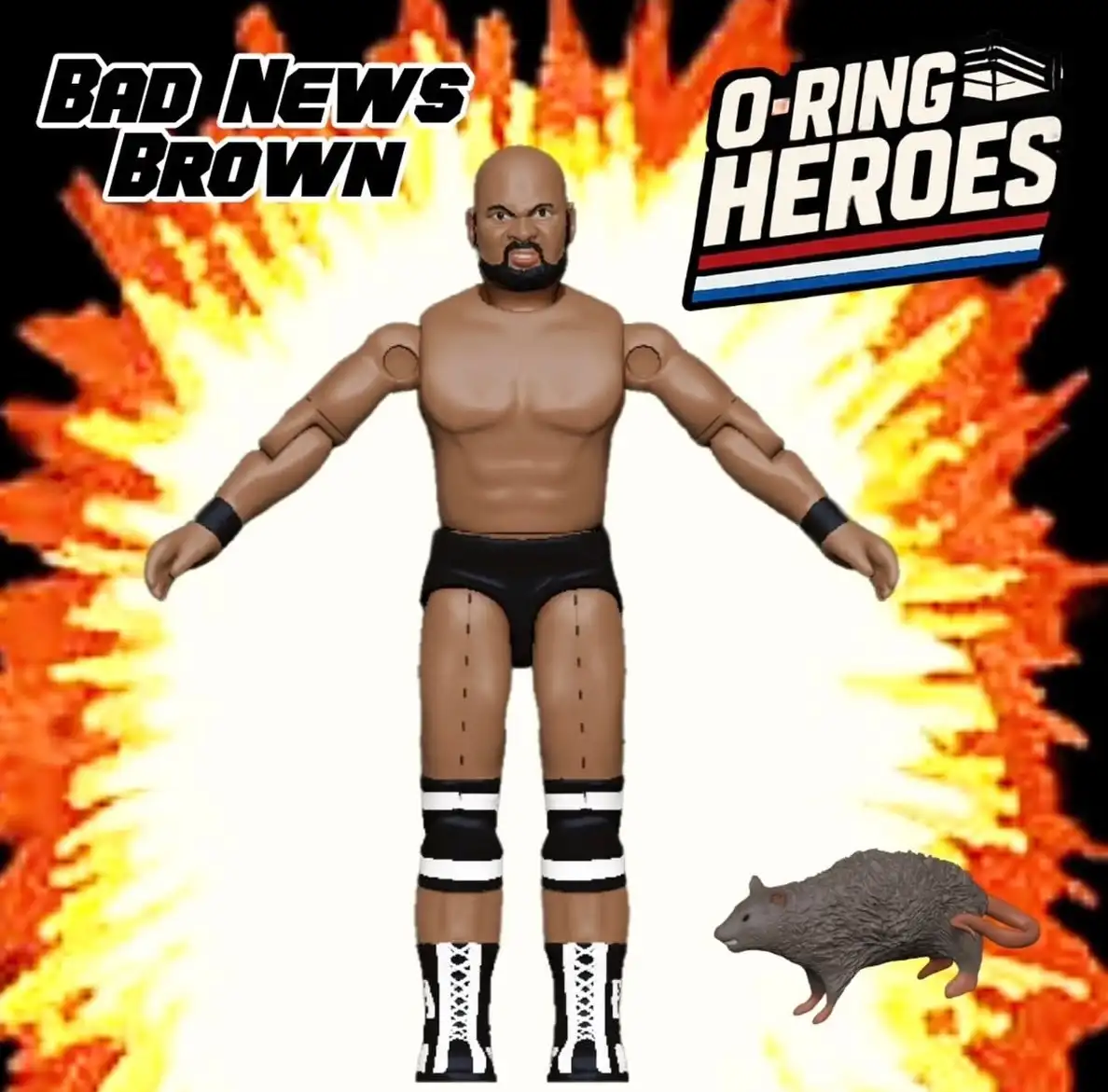 Bad News Brown KWIK Wrestling O Ring Figure Digital Render 1