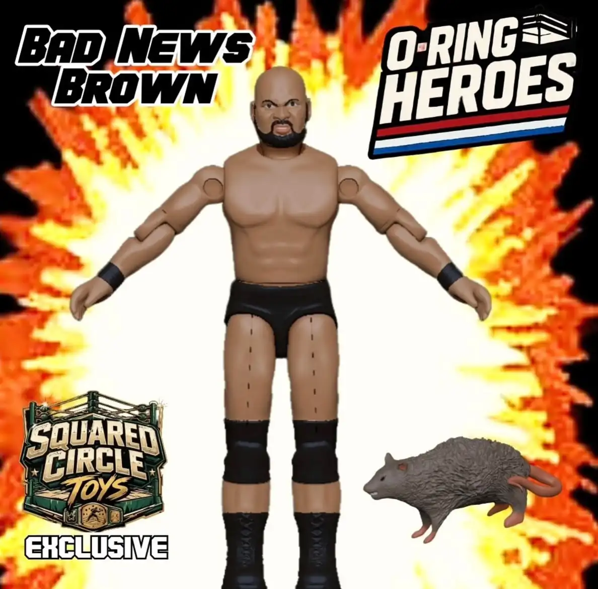 Bad News Brown KWIK Wrestling O Ring Figure Digital Render 4