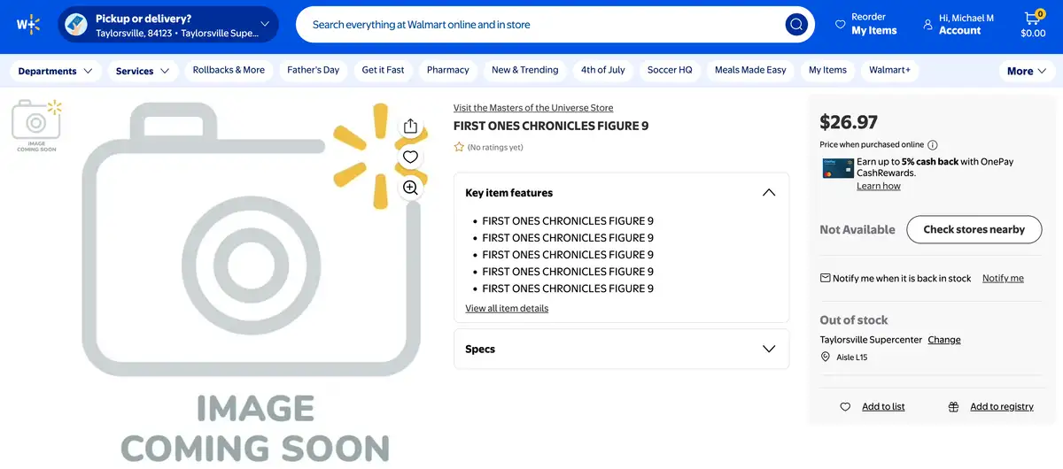 FIRST ONES CHRONICLES FIGURE 9 Mystery Walmart Listing