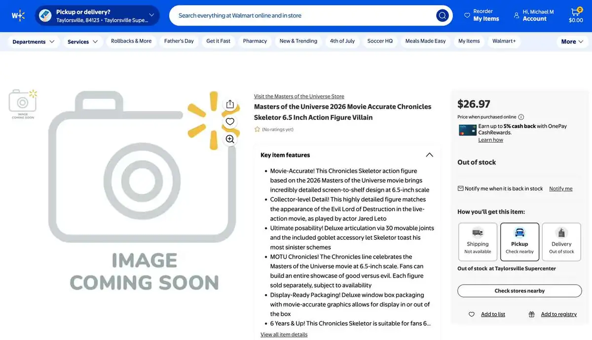 Skeletor v2 MOTU Chronicles Walmart Listing