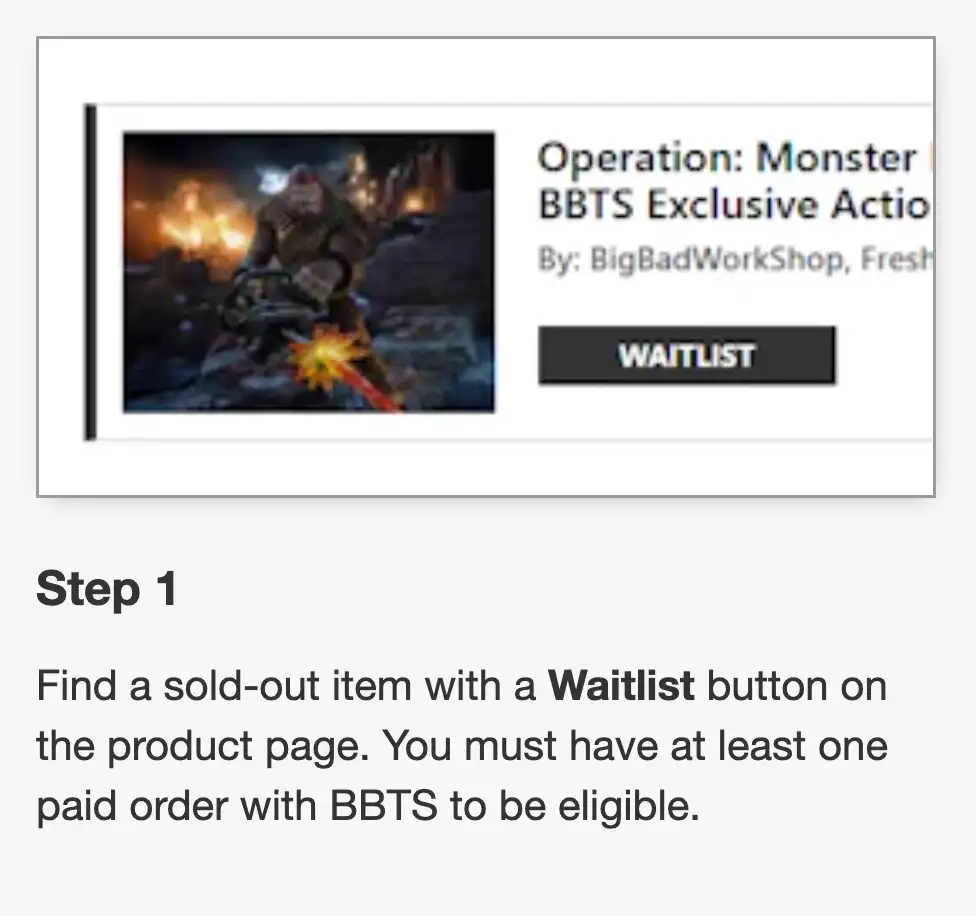 BBTS Big Bad Toy Store Waitlist Step 1