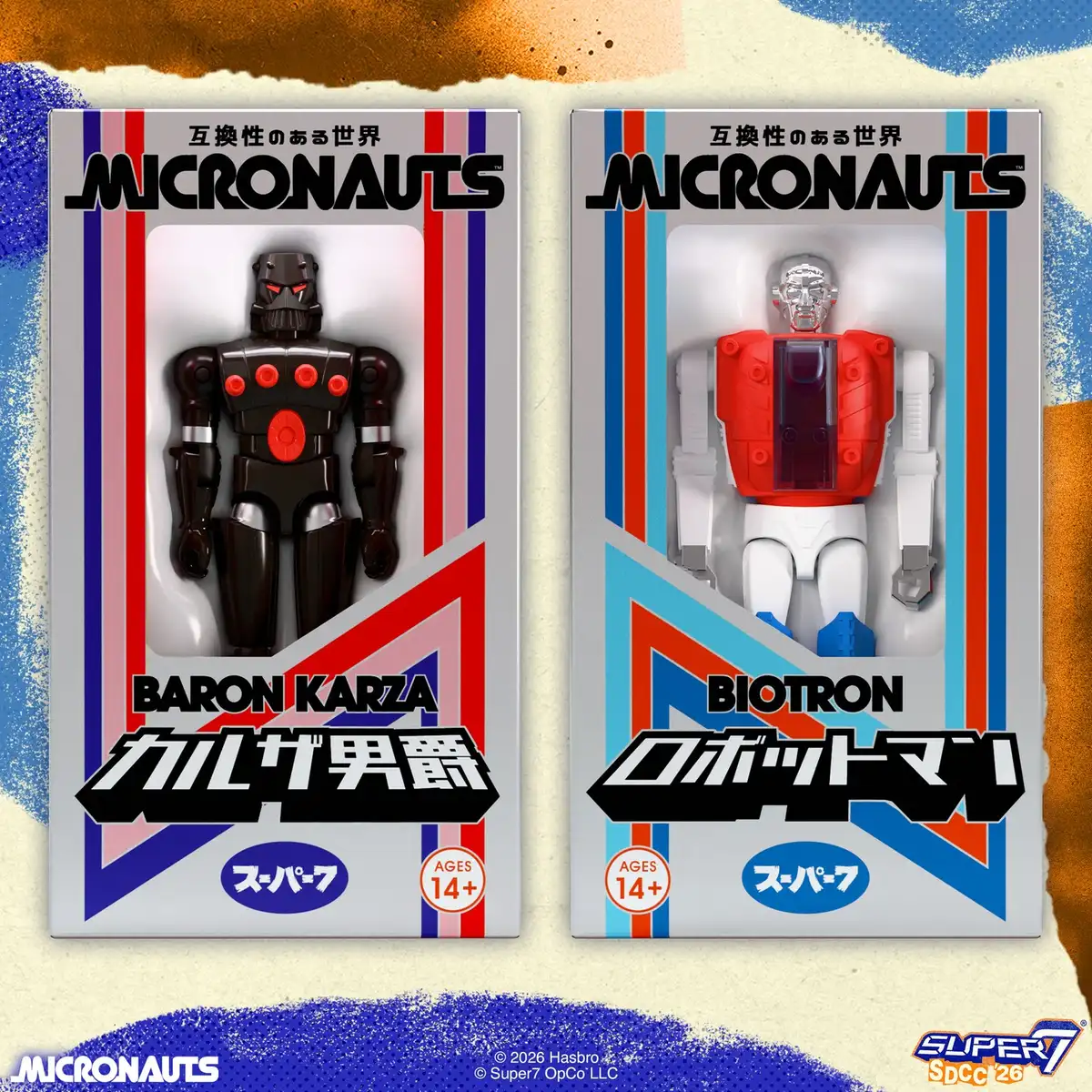 Biotron and Baron Karza Micronauts Japanese Inspired Super7 ReAction+ SDCC 2026 Exclusives 1