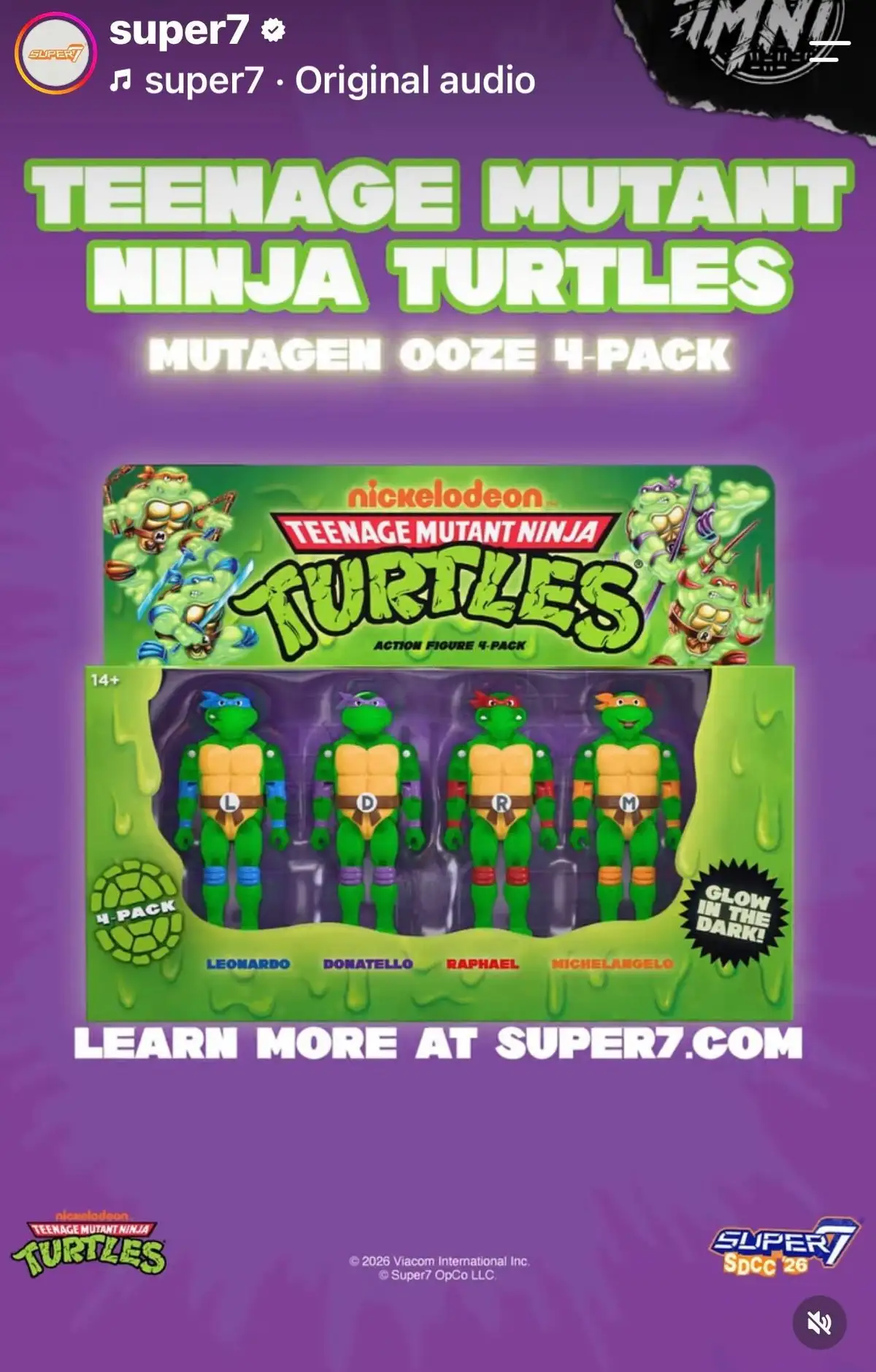 Super7 TMNT ReAction+ Mutagan Ooze SDCC 2026 Exclusive 4 Pack 6