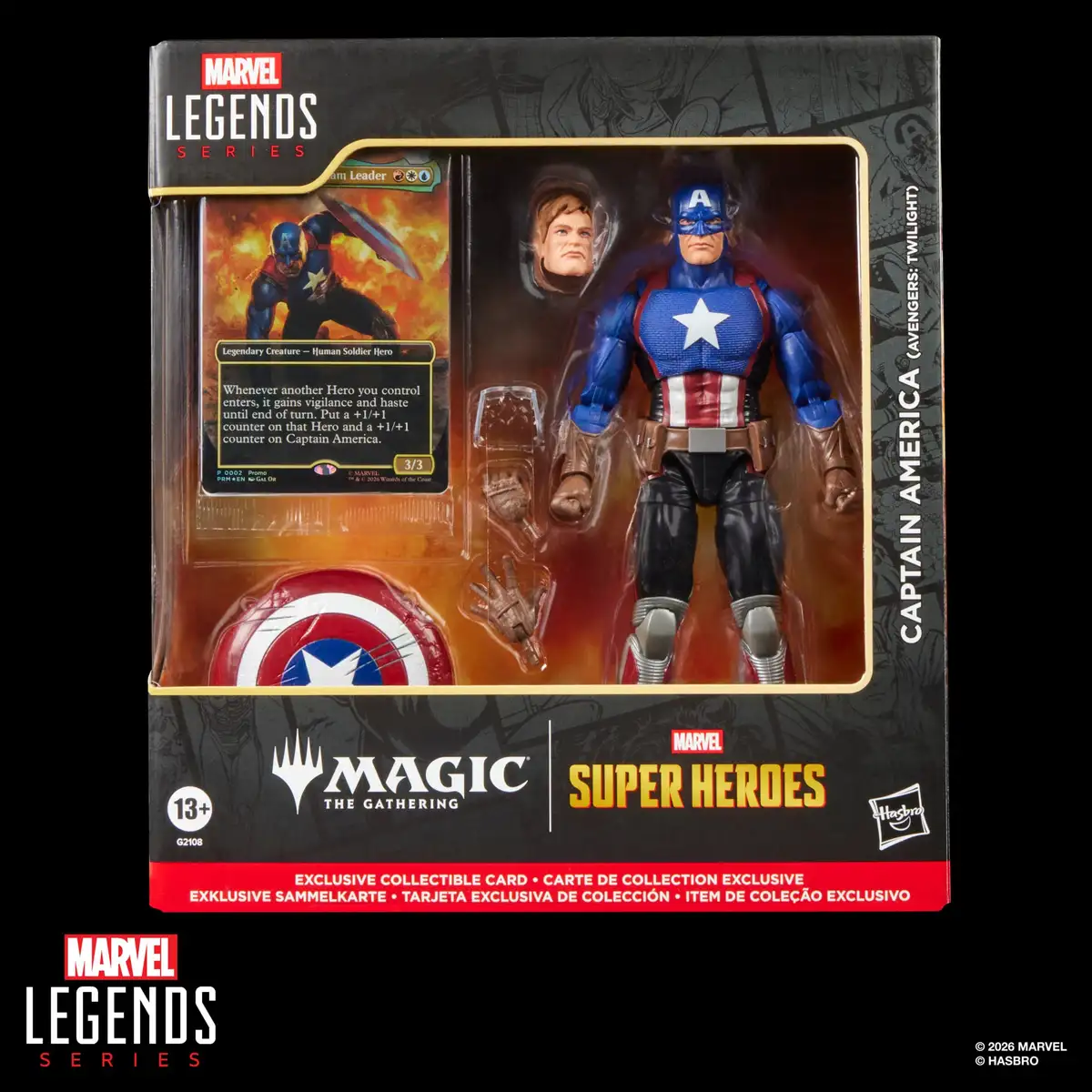 Avengers Twilight Marvel Legends Captain America Action Figure with Exclusive Magic The Gathering Card 12