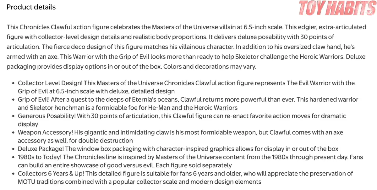 Clawful MOTU Chronicles Official Details