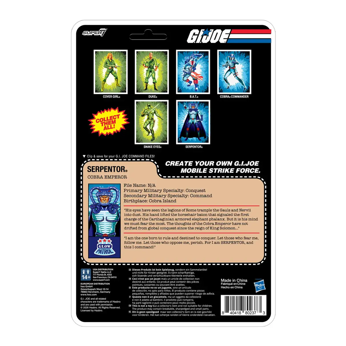 G.I. Joe ReAction+ Cobra Commander, Serpentor, and B.A.T. (Glow Patrol   Blue) SDCC 2026 Exclusive 3 Pack 08