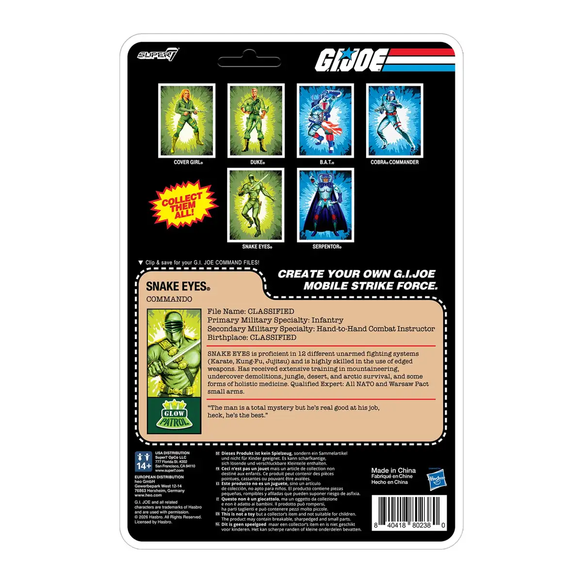 G.I. Joe ReAction+ Duke, Snake Eyes, and Cover Girl (Glow Patrol   Green) SDCC 2026 Exclusive 3 Pack Action Figure Set 07