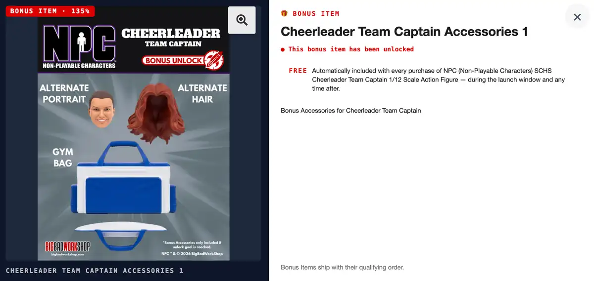 NPC Wave 1 Cheerleader Team Captain Accessories 1 Bonus Unlock