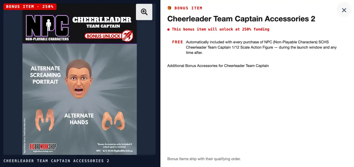 NPC Wave 1 Cheerleader Team Captain Accessories 2 Bonus Unlock