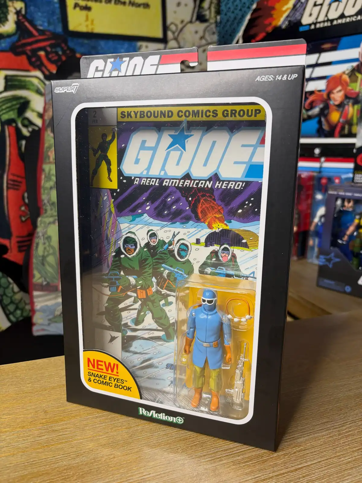 Snake Eyes Panic at the North Pole Skybound Comic GI Joe Super7 ReAction+ In Hand Images 1