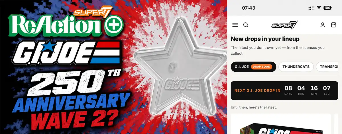 Super7 GI Joe ReAction+ Monday August 24 2026 Drop